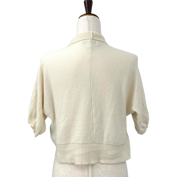 BANANA REPUBLIC Women's L Ivory Cashmere & Wool Blend Short Sleeve Shrug Sweater - Picture 5 of 12